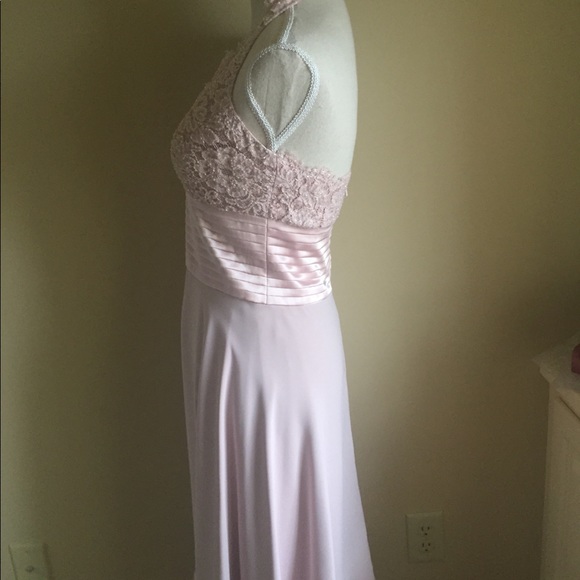 JS Boutique Pink Halter Dress w/sequin & satin - Picture 8 of 8